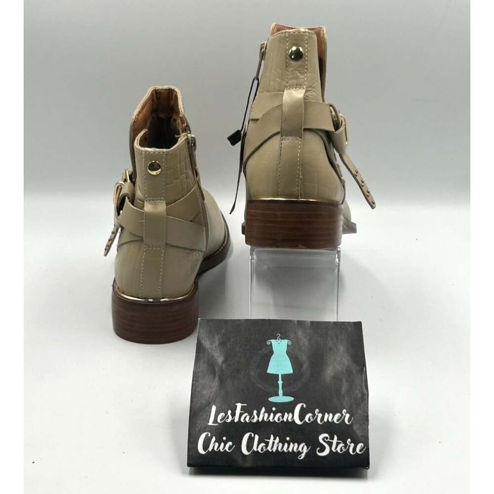 NWT Crevo Women's Beige Leather Strap Buckle Design Ankle Boots Size 8.5 2973 - Picture 4 of 16